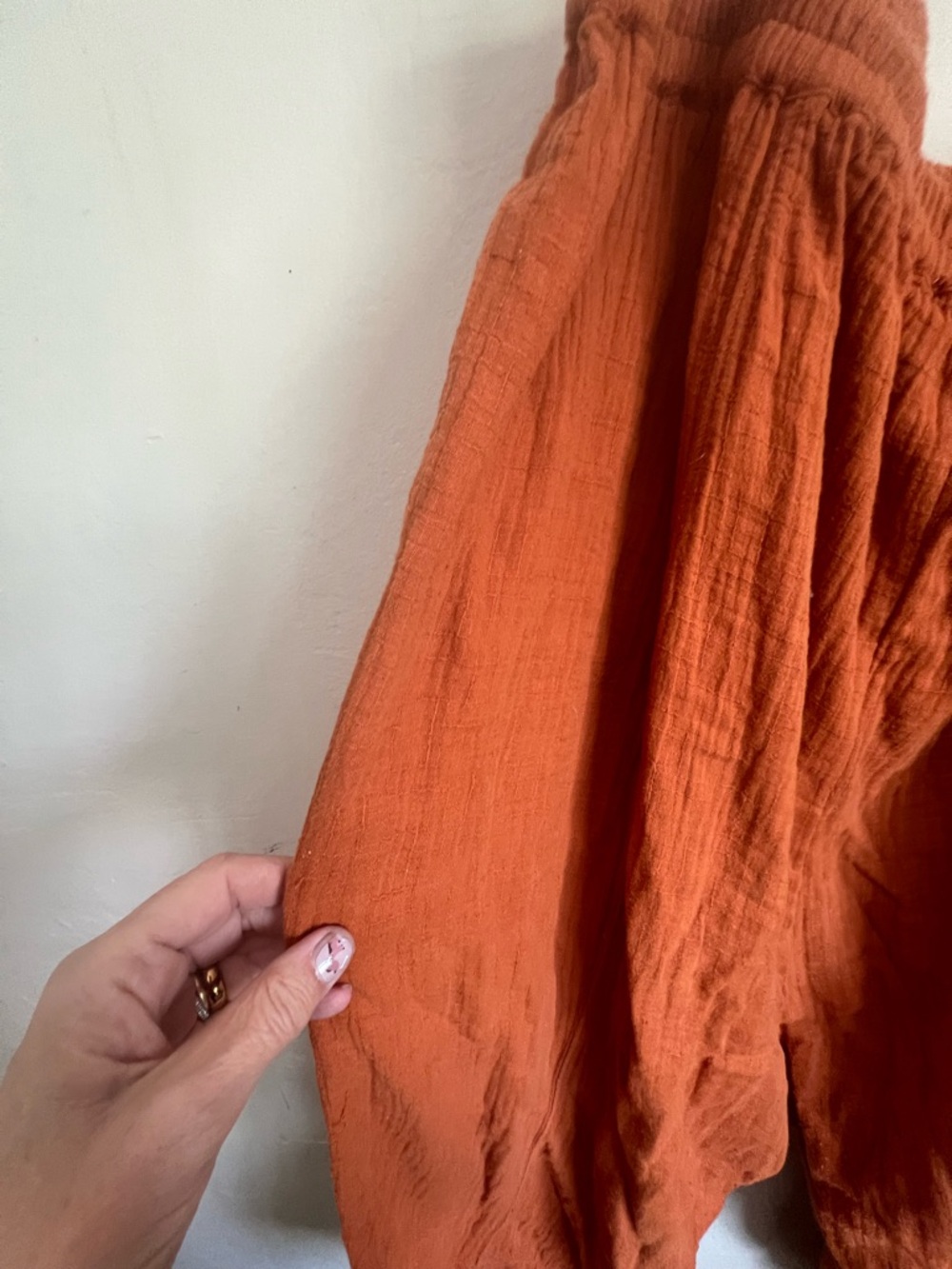 Anthropologie Burnt Orange Gauze Cropped Drawstring Pants